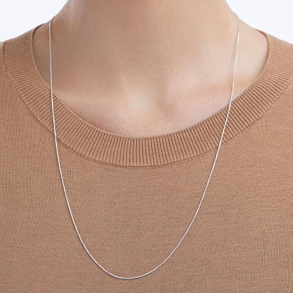 Sterling Silver Thin 0.8mm Box Chain Necklace | Available in Yellow Gold or Silv - Picture 2 of 5
